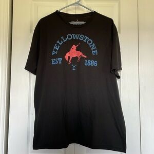 Yellowstone 2XL black tshirt. 1886 Dutton Ranch Red Horse/cowboy Blue lettering